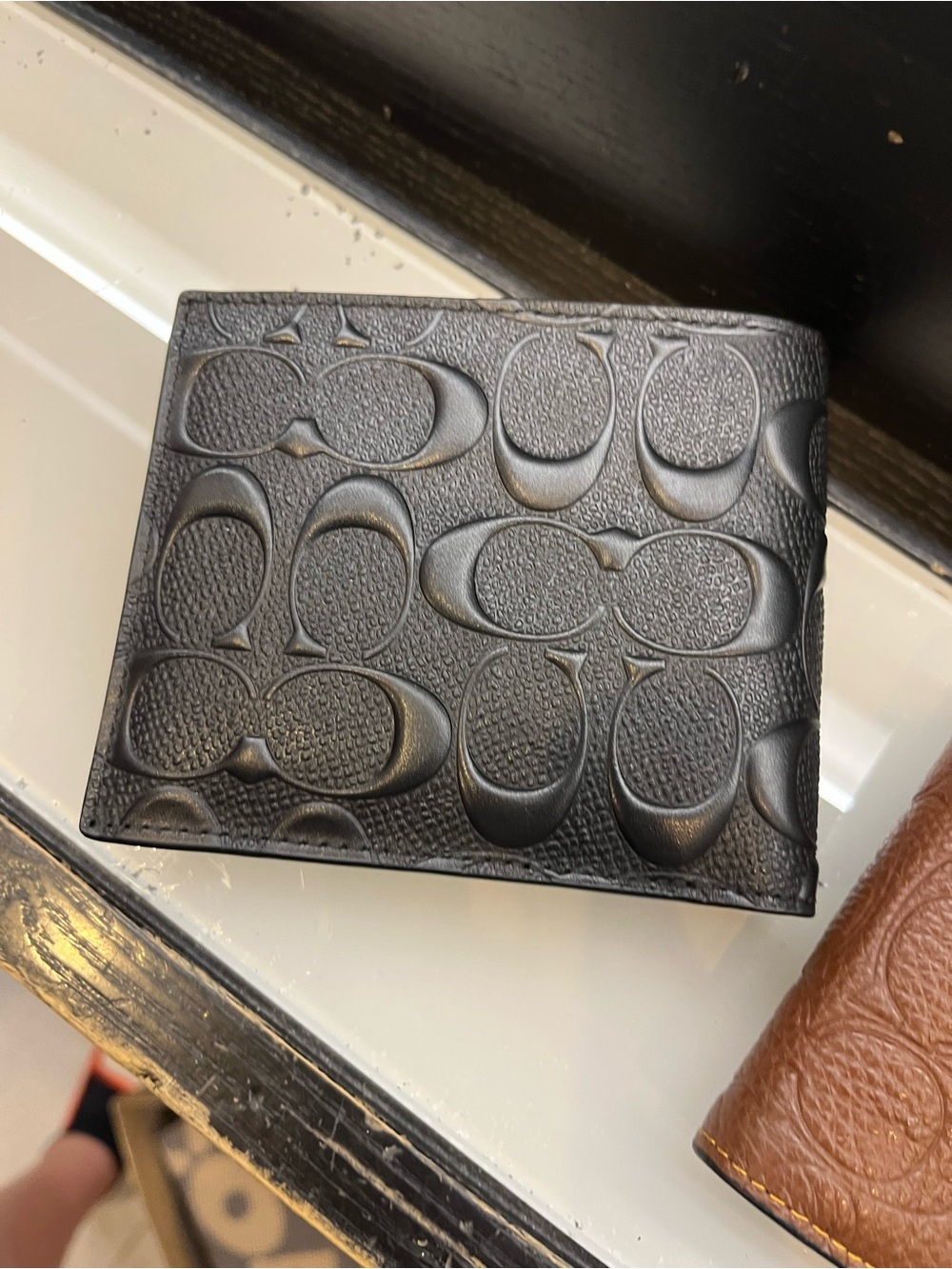 Coach Black Signature logo 3 in 1 Bi-Fold Wallet ID case new